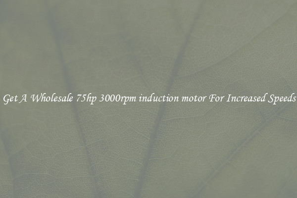 Get A Wholesale 75hp 3000rpm induction motor For Increased Speeds